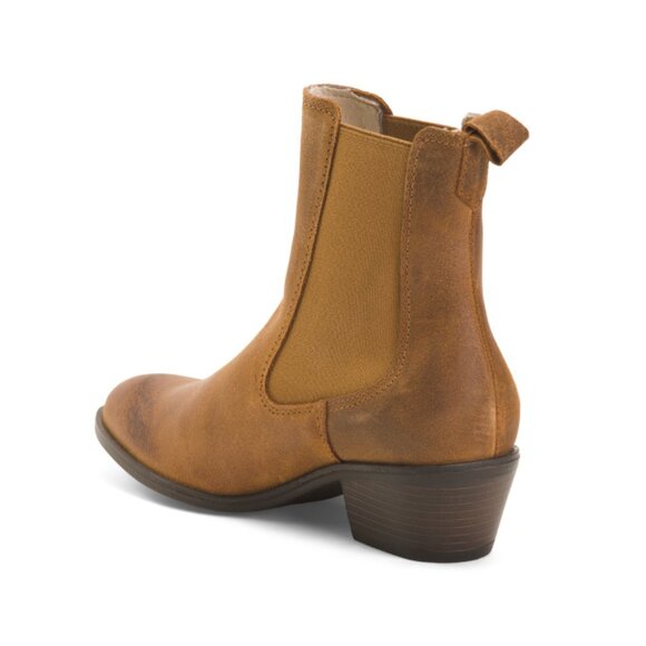 TAMARIS Tan Made In Portugal Suede Heeled Chelsea Booties - Picture 2 of 2